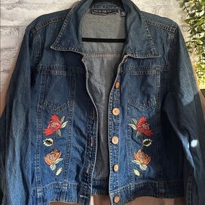 Vintage 90s Y2K New Identity embroidered denim jacket Large